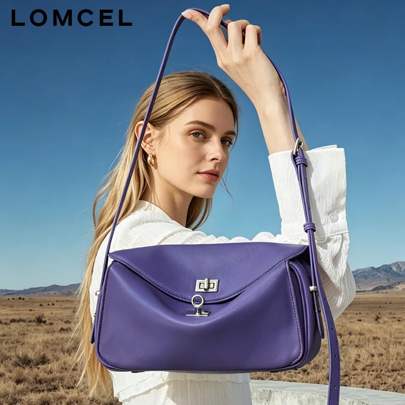 LOMCEL 605 Unconventional design, versatile casual bag autumn new model, genuine leather, large capacity, messenger bag, handbag