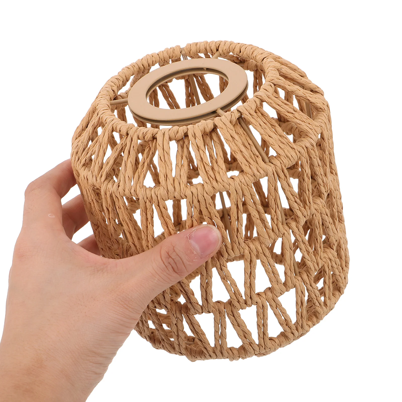 

1pcs Handwoven Lampshade Woven Paper Rope Ceiling Light Shade Rustic Pendant Bulb Cover For Restaurant Café Office Decorative
