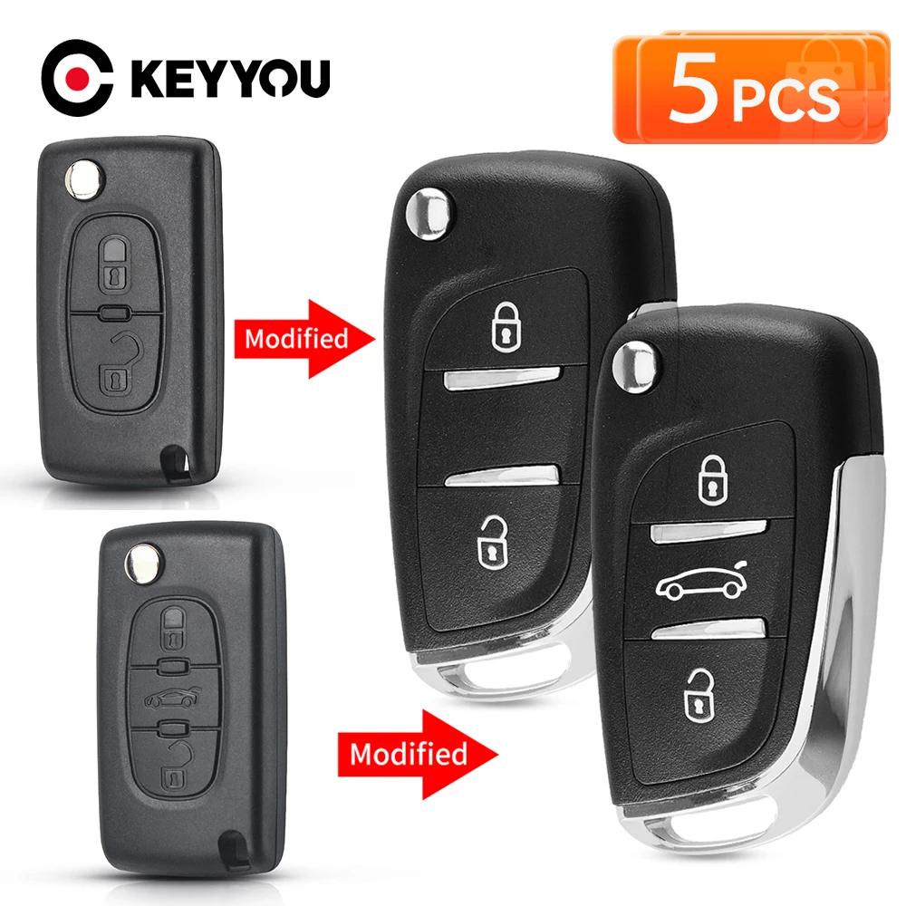 

KEYYOU 5Pc For Citroen C2 C4 C5 Berlingo Xsara Picasso For Peugeot 306 407 807 Partner VA2/HU83 CE0523 CE0536 Modified Key Sehll