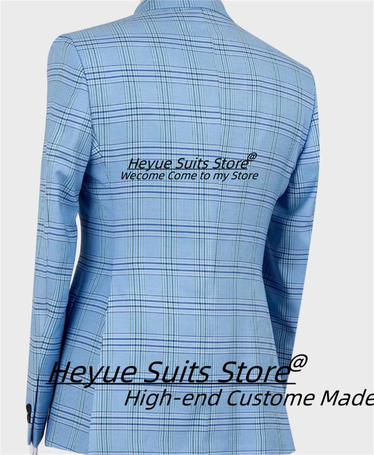 Handsome Plaid Men Suits Customized Slim Fit Double Breasted Groom Wedding Tuxedos 2 Pieces Sets Male Prom Blazers Costume Homme - Image 4