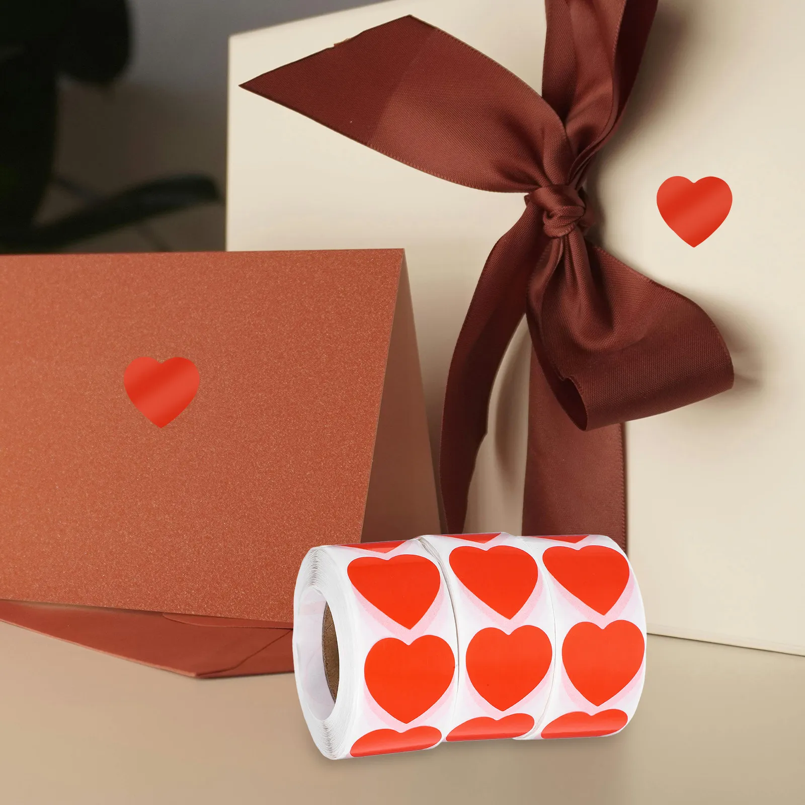 3 Rolls Red Valentine Heart Stickers Heart Shape Labels for Envelopes Crafting Scrapbooking Party Favor Decoration view 2