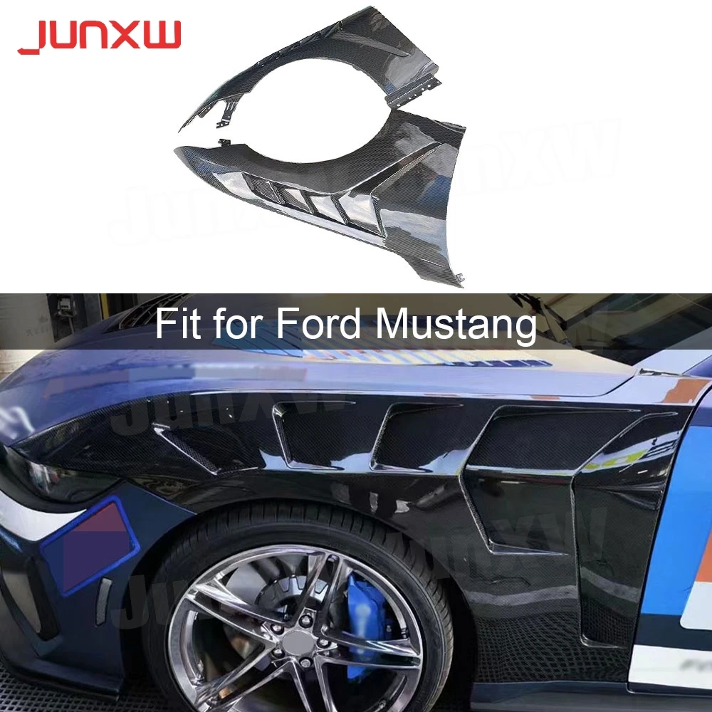 

Real Dry Carbon fiber Front Side Bumper Fins Air Vent Trims for Ford Mustang 2024+ FRP Front Fender Canards Splitters Body Kits