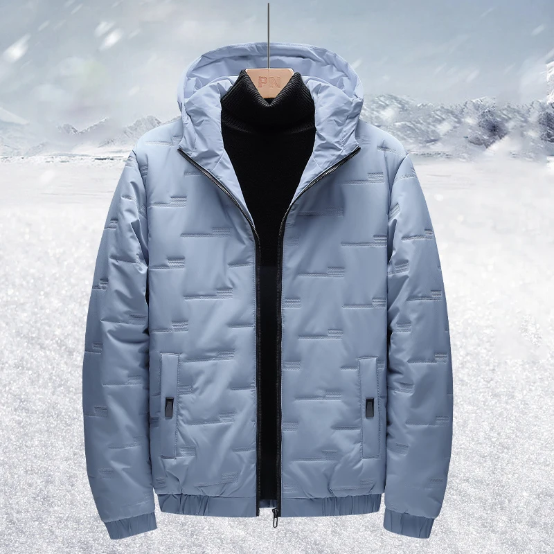 

New High Quality Hooded Puffer Jacket Men's Trend Solid Color Short Winter Padded Jackets Windproof Coat Thicken Warm Parkas Men