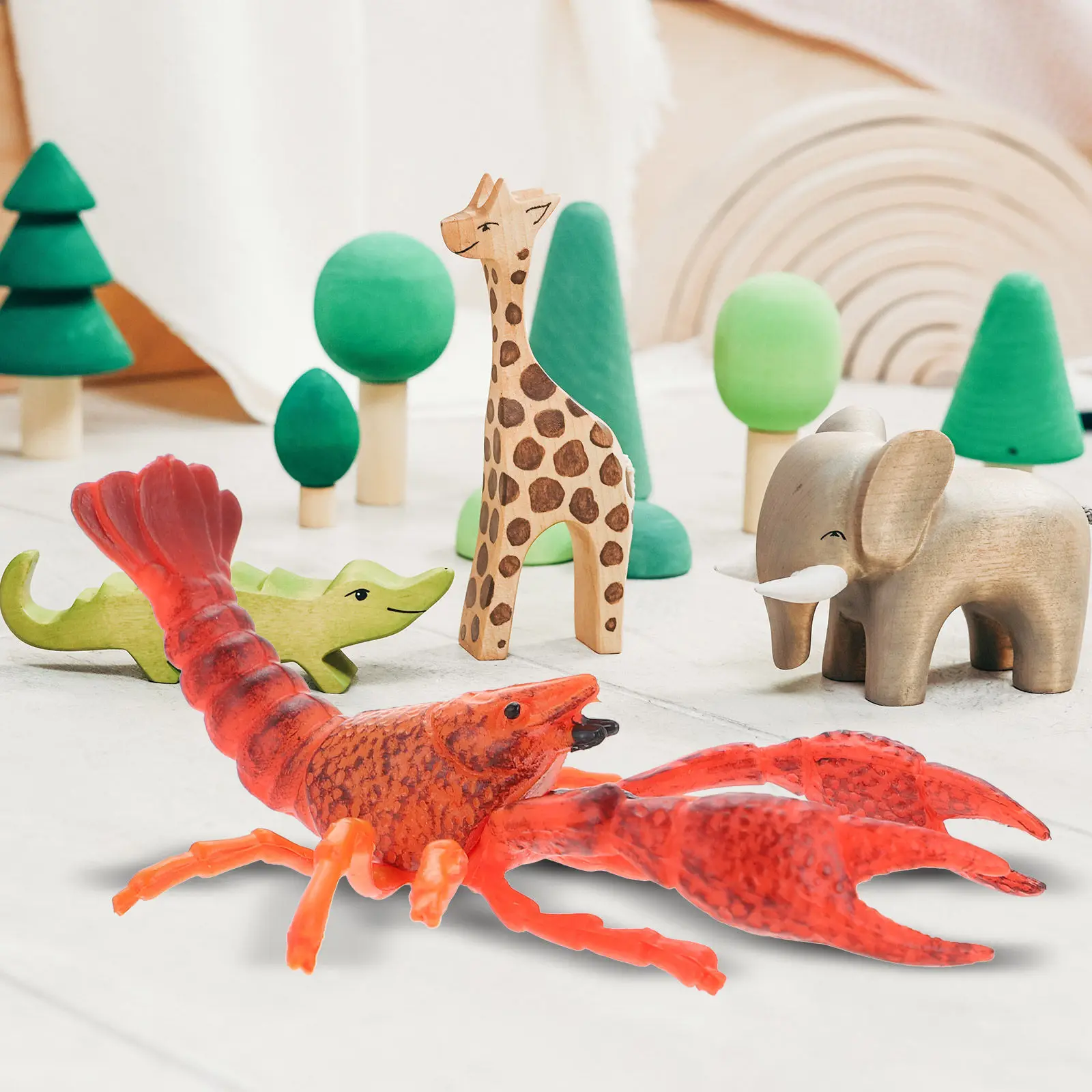 

Premium Wear-Resistant Plastic Lobster Decoration for Kids Learning and Home Styling Realistic Simulation Desktop Shelf Bedroom