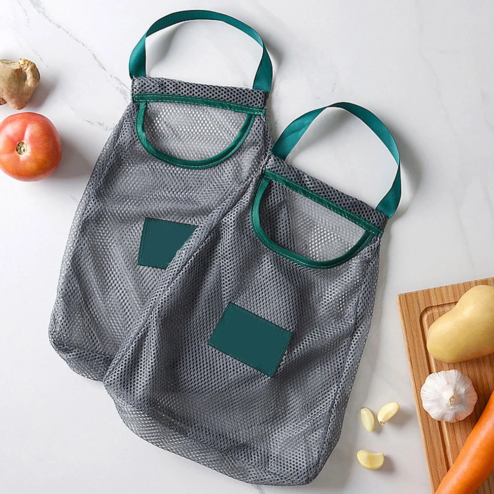 

2Pcs Vegetable Hanging Mesh Bags Breathable Organizer for Garlic Ginger Onion Fruit Storage Mesh Bags for Vegetables