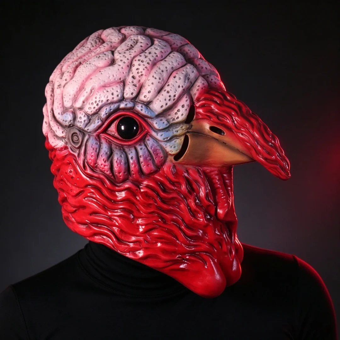 Realistic Turkey Mask Scary Bird Animal Mask Halloween Thanksgiving Cosplay Costume for Carnival Party Prop