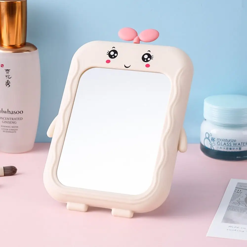 Cute Creative Desktop Makeup Mirror Folding Cartoon Princess Mirror Portable Multifunction Dressing Mirror Room Decor