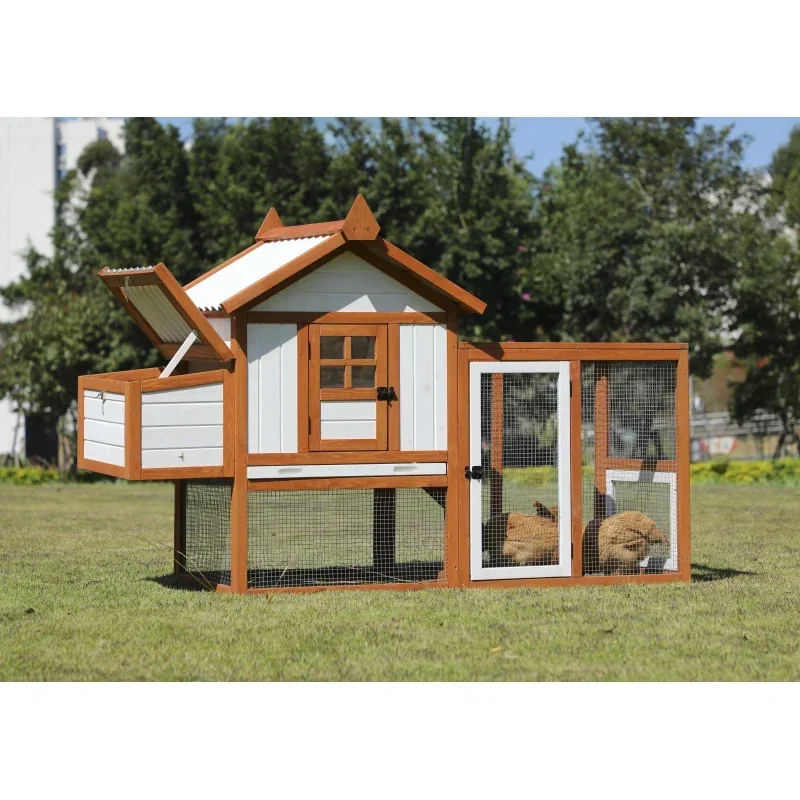 Weatherproof Outdoor Chicken Coop with Nesting Box, Hen House with Removable Bottom for Easy Cleaning, Weatherproof Poultry Cag