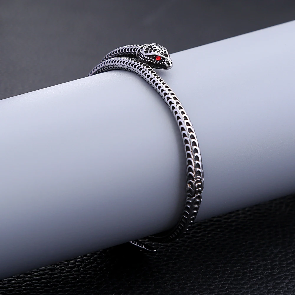 

Fashion Retro Viking Snake Bracelet Stainless Steel Personality Men Women Animal Bracelet Punk Hip Hop Jewelry Gift Wholesale