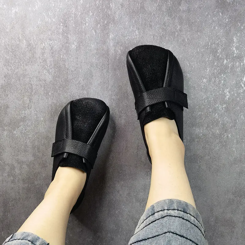 2023 New Arrivals Round Toe Flat Ballet Loafers Woman Simple Soft and Suede Leather Moccasins Ladies Retro Shoes Women Flat Shoe