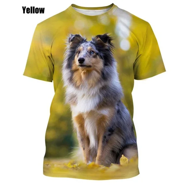 Fashion Casual T Shirt Cute Sheltie Dog 3D Printed Men\'s Short Sleeve PersonalityBorder Collie Harajuku Style Streetwear Top