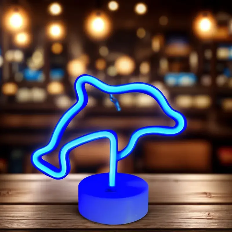 

Cute Blue Dolphin Neon Light, USB or 3*Aa Battery Dual Power Supply, Suitable for Room Wall Decoration, Window Night Light