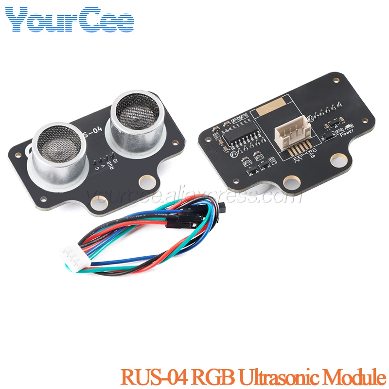 RUS-04 RGB Ultrasonic Module with RGB Light Distance Sensor HC-SR04 Obstacle Avoidance Sensor for Arduino Smart Car Robot