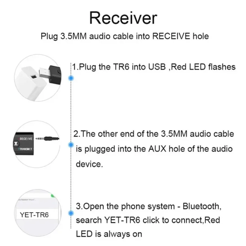 Bluetooth-Audio-Adapter Bluetooth-USB-Empfänger und -Sender 2-in-1 Audio-Sender und -Empfänger – Detail 7