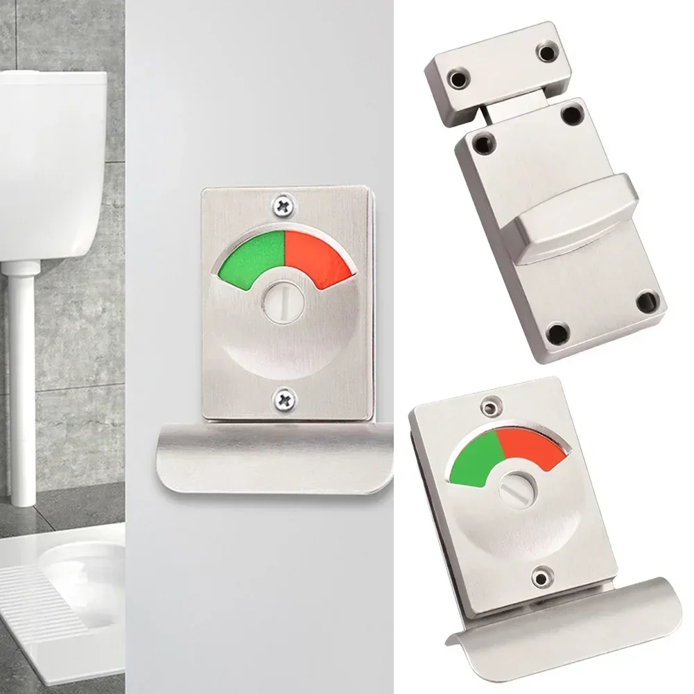 1 Set Indicator Door Lock Aluminum Alloy For Toilet Partition Door Lock Bathroom With Red Green Indicator Public Toilet WC Latch