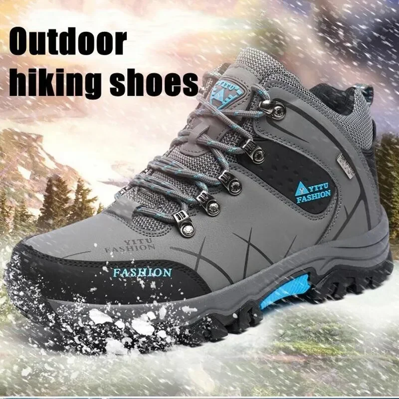 

Men's Winter Snow Boots Waterproof Leather Sports Super Warm Men's Boots Outdoor Men's Hiking Boots Work Travel Shoes Size 39-47