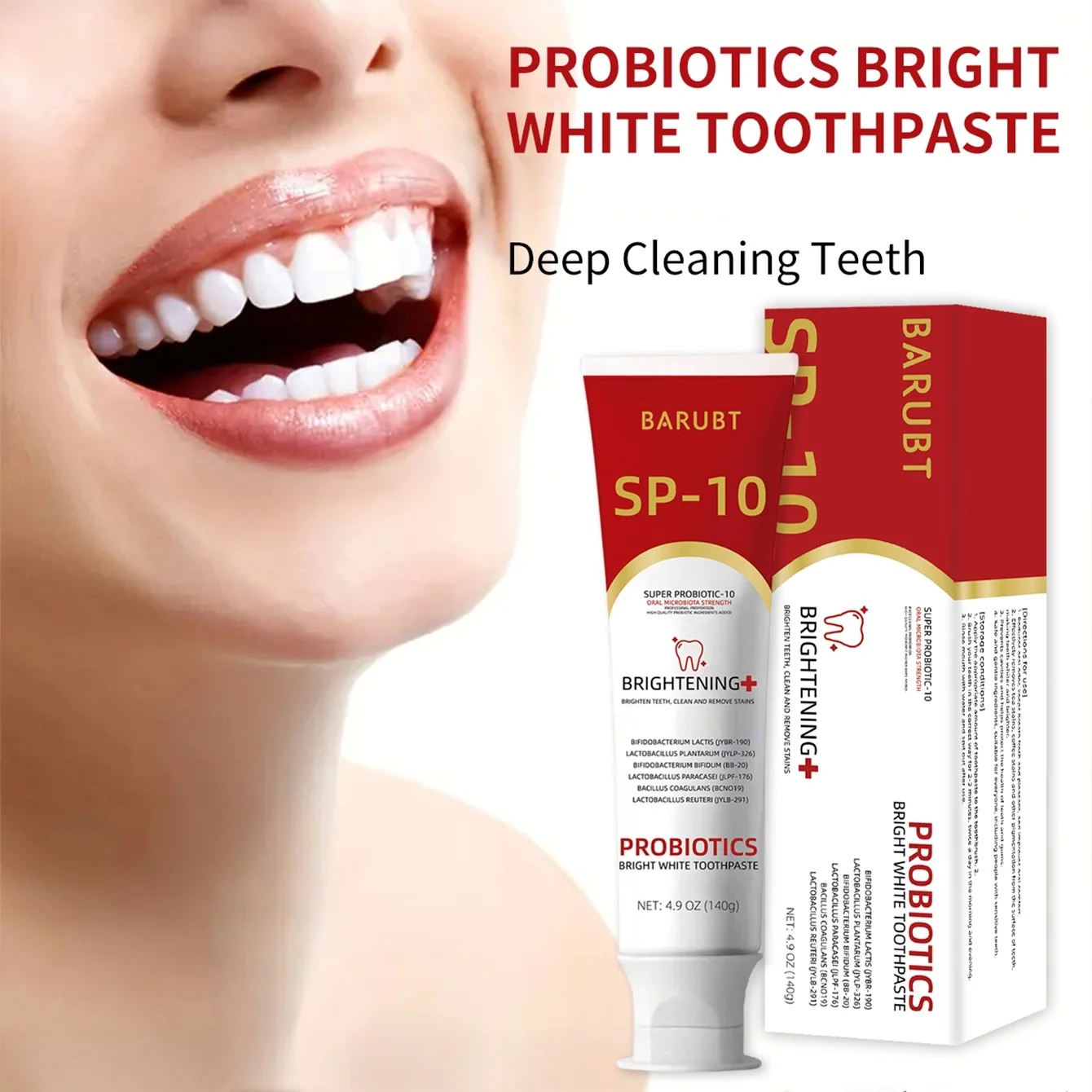 

140 г пробиотическая отбеливающая зубная паста, мятная освежающая дыхание, удаление пятен налета, зубная паста, гигиена полости рта для глубокой чистки зубов
