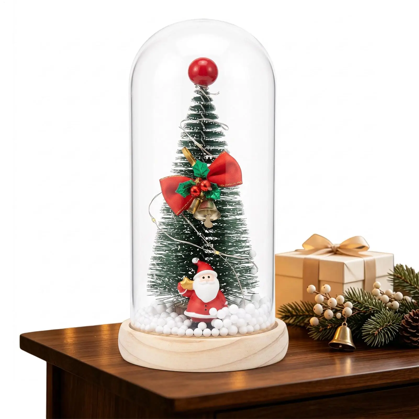 Christmas Tree Atmosphere Lamp LED Festive Funny Cute Santa Desk Decor Ornament Small Christmas Tree With Lights For Home
