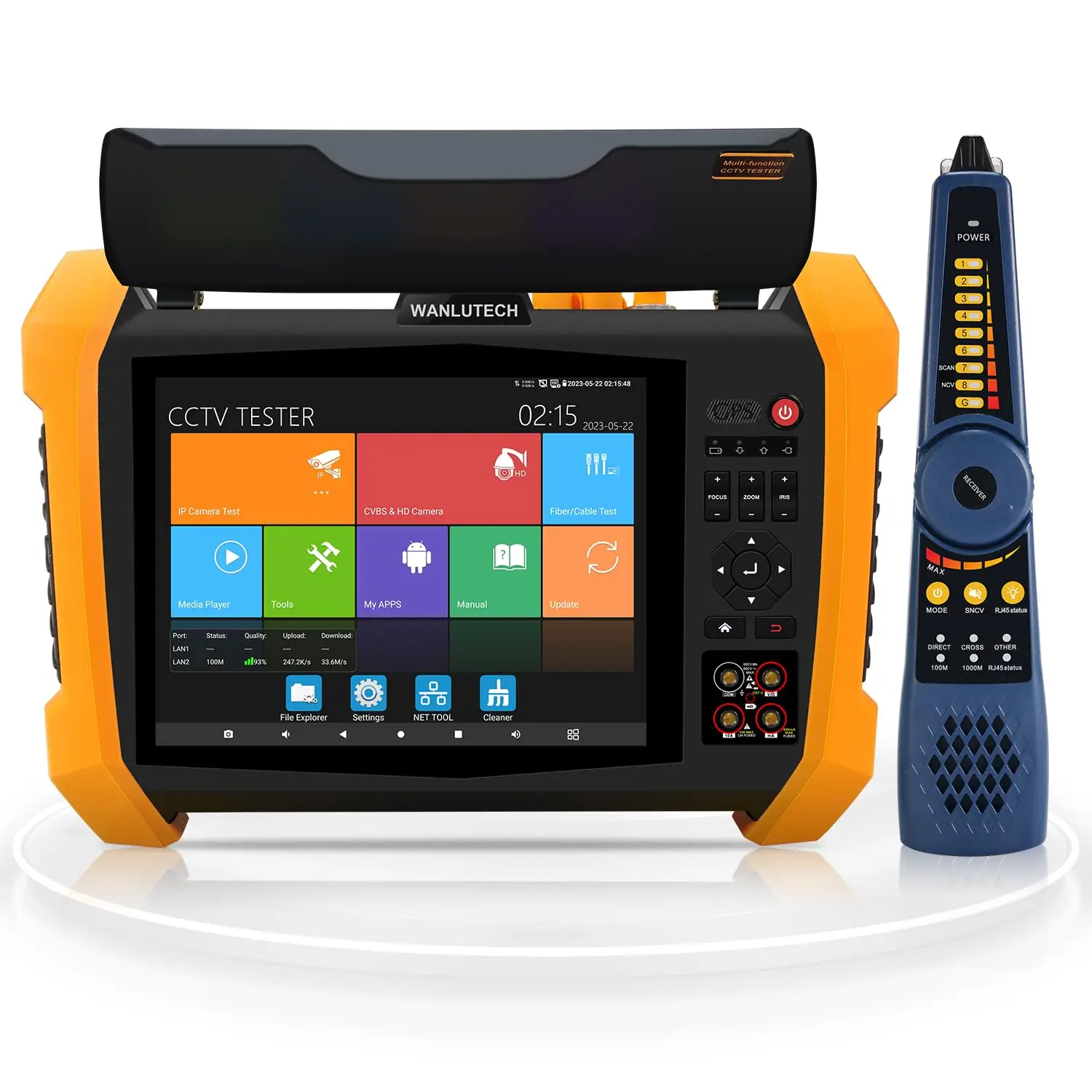 8K IPC Tester 8inch Screen With 2 Gigabit SFP Ports Cable Tracer PoE++ 90W, 8MP AHD TVI CVI SDI CCTV Tester TDR OPM DMM VFL