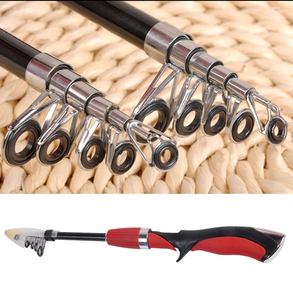 

Glittering Smooth Super Short Fishing Rod Retractable Sea Rod High Strength Lightweight With Metal Red