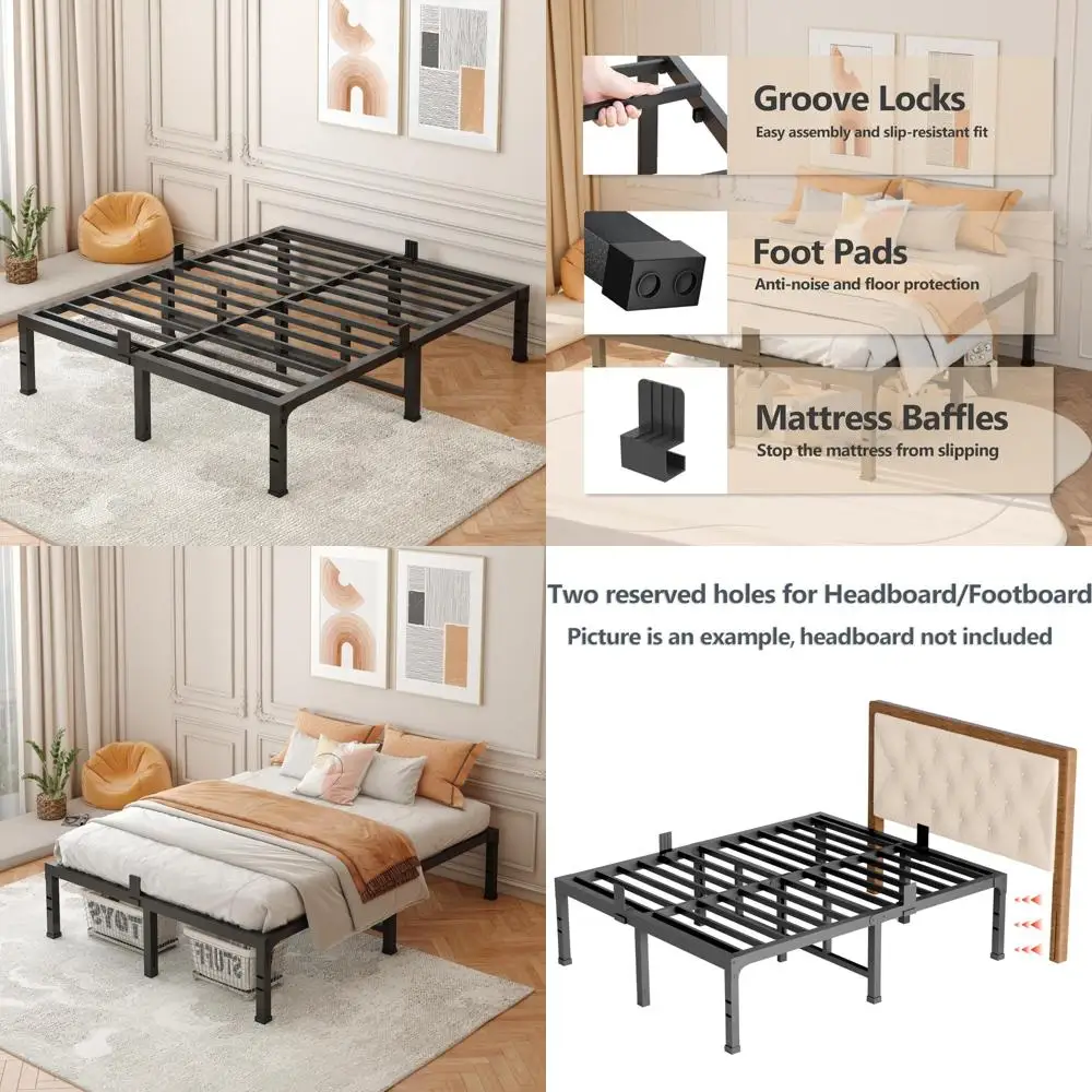 

California King Metal Platform Bed Frame, 14 High, Supports Up to 3500 lbs, No Box Spring Needed