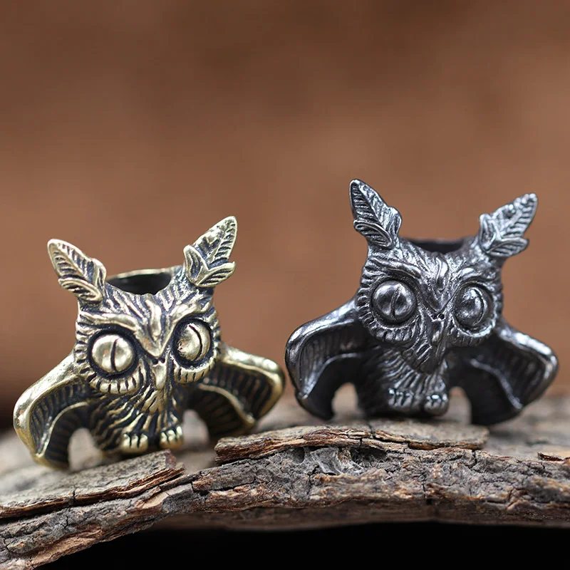 Animal Owl Brass Knife Bead EDC Outdoor DIY Paracord Woven Accessories Keychain Lanyard Pendant Umbrella Rope Flashlight Hanging