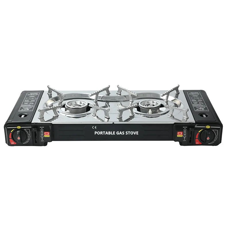 Gas Cooktops 2 Burners Supports Household Cooktops Gas Stove Camping Gas Stove Set With Grill Plate