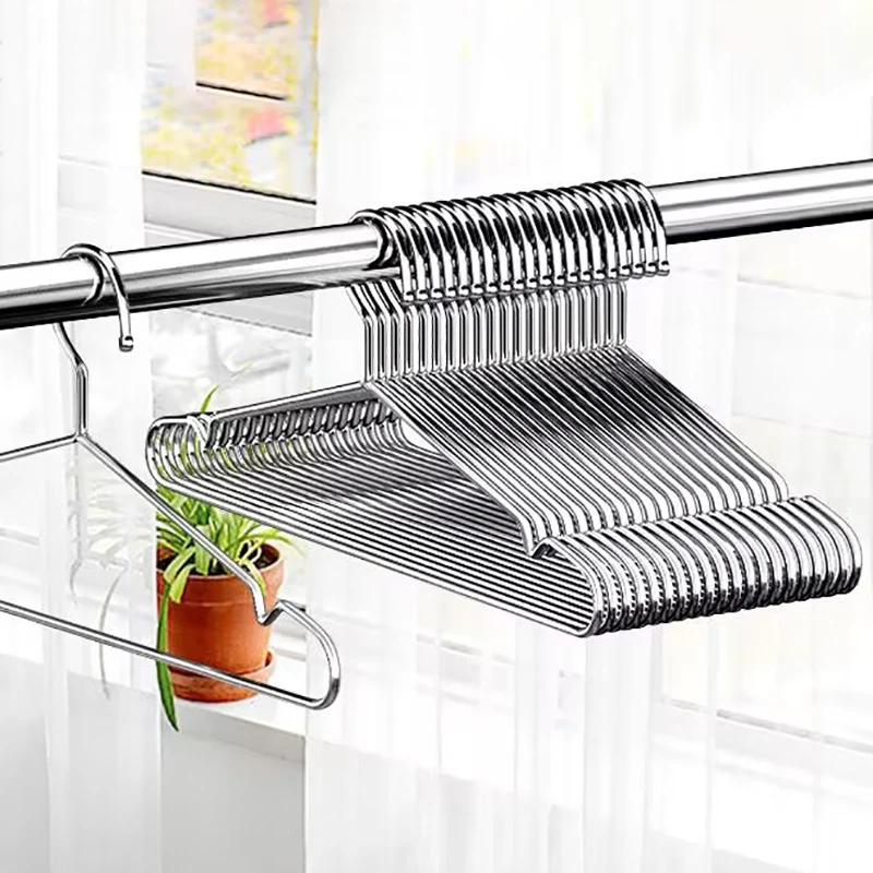 10/20pcs Stainless Steel Clothes Hanger Closet Organizer Non-slip Coat Rack Pants Drying Rack Storage Wardrobe Save Space