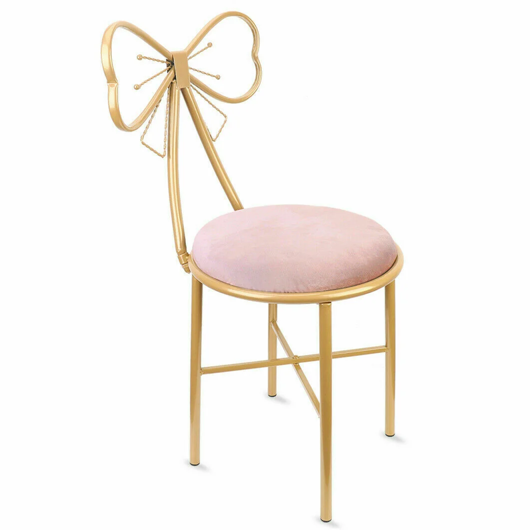 2PCS Rosa Samt Stühle Dressing Eitelkeit Make-Up Stühle Sitze Bogen Rückenlehne