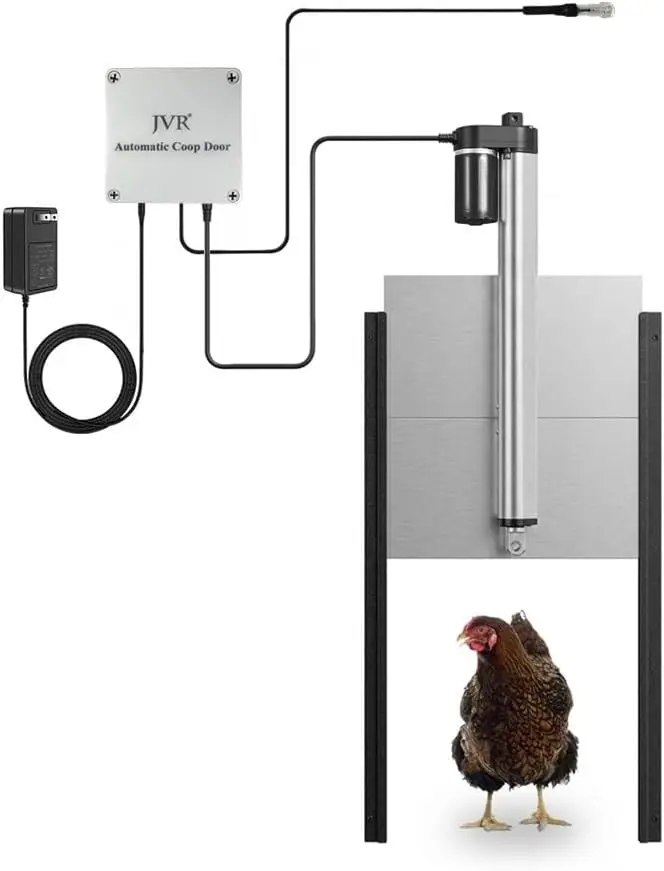 

Automatic Chicken Coop Door with Light Sensor, Heavy Duty Aluminum, Anti-Pinch Safety, Weatherproof for 11x12 Openings