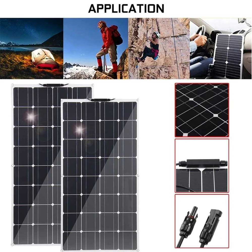 2000W 1000W Solar Panel 18V High Efficiency Monocrystalline Portable Flexible Waterproof Emergency Charging Outdoor Solar Cells