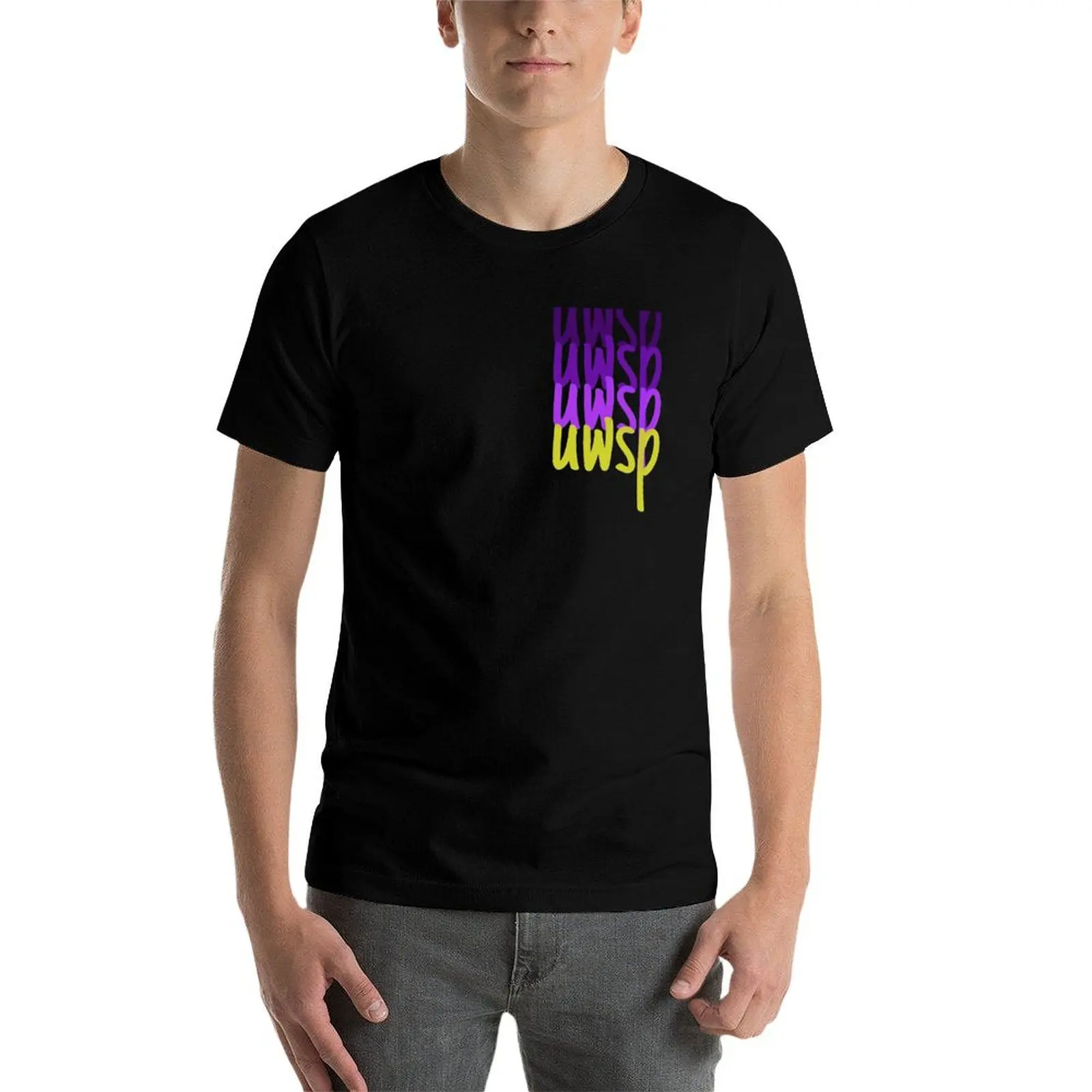 

uw stevens point stacked T-Shirt man t shirts for men funny t shirts man t shirts for man cotton soft T-Shirt