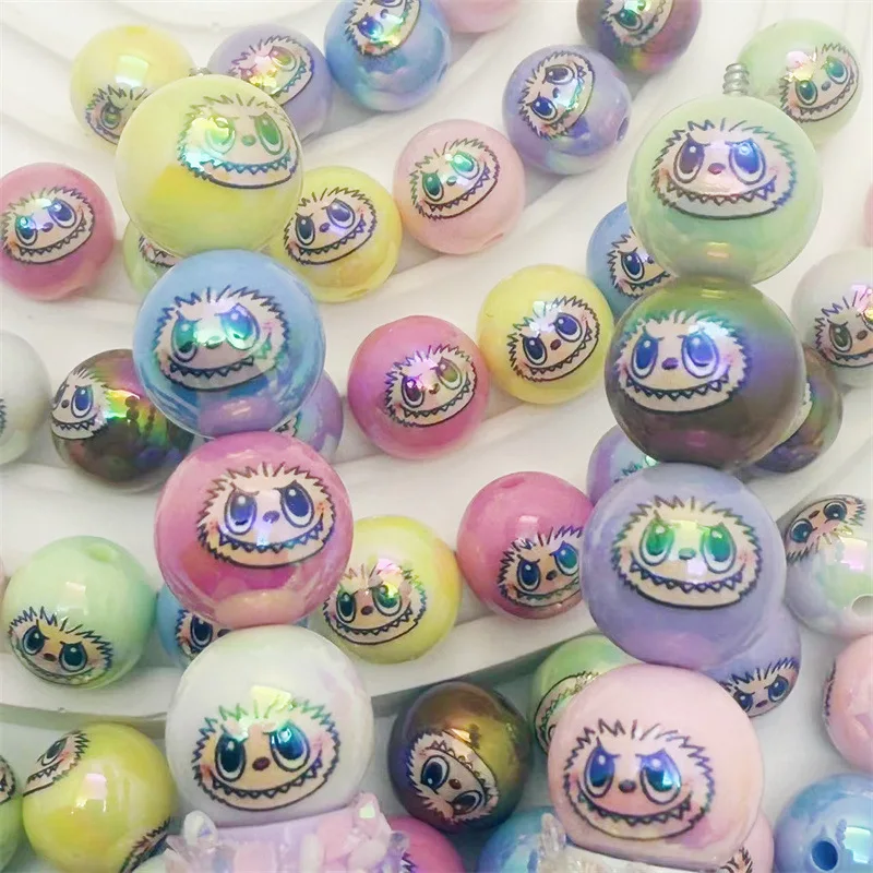 

Original Acrylic Cartoon Labubu Straight Hole Round Bead 16mm DIY Mobile Phone Chain Key Chain Bead Pen Jewelry Accessories
