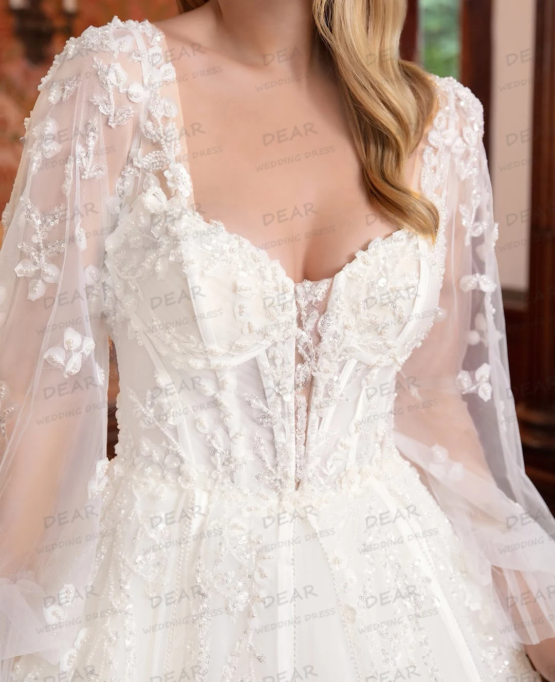 Vestidos De Novia De lujo para mujer, Vestidos De Novia sexis De manga larga con escote en forma De corazón, Vestidos De Novia bohemios elegantes 2025, Vestidos De Novia personalizados