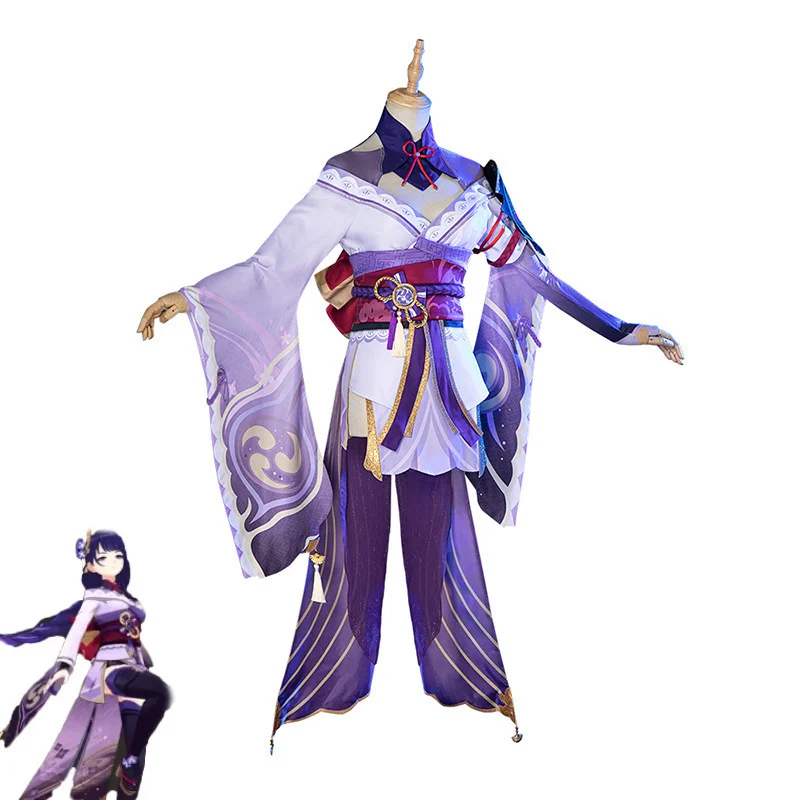

Игровой костюм для косплея Genshin Impact Raiden Shogun, сексуальная женская форма, платье, Хэллоуин, Карнавальная форма, кимоно, изготовление на заказ