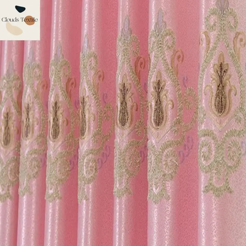 

Нестандартный размер! Европейский роскошный розовый теплый зонтик для девочек, элегантные плотные шторы с вышивкой для гостиной, столовой, спальни, декор