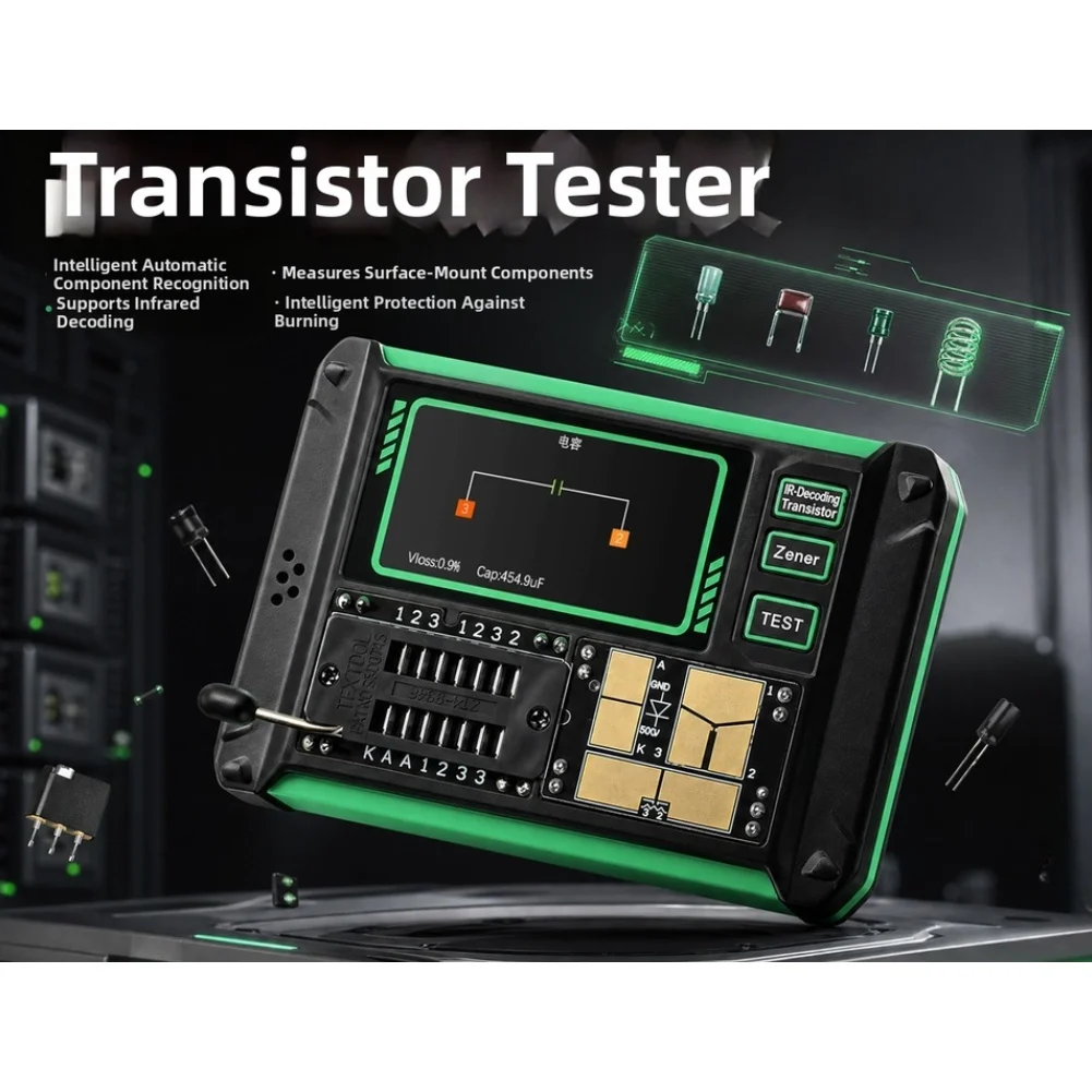 AR1 Transistor Tester Metal Case For Capacitor Resistor MOSFET Diode Inductor Infrared Decoding For Battery Polarity Check Tool
