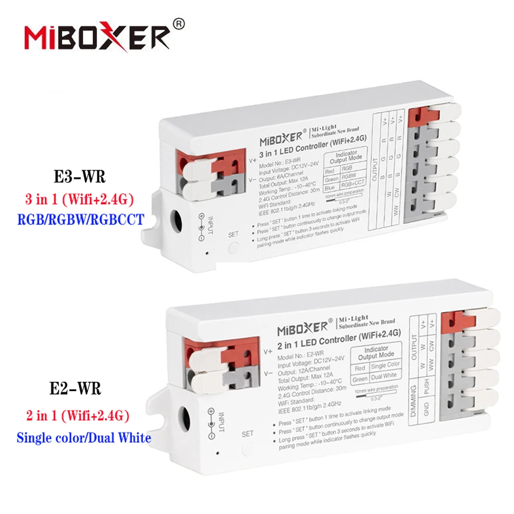 

Miboxer (WIFI+2.4G) LED Strip Controller RGB/RGBW/RGBCCT 3 in 1 Controller/ Single Color Dual White 2 in 1 Dimmer DC12V~24V