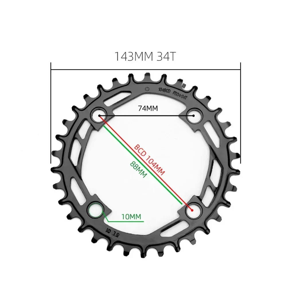 

Велосипедная узкая широкая звездочка Prowheel 34/36/38T, цепное колесо MTB, зуб звездочки 104BCD, положительная и отрицательная звездочка, 12 скоростей