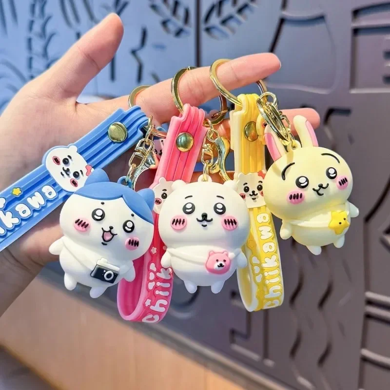 Chiikawa Keychain Cartoon Anime Figures Hachiware Usagi Key Ring Backpack Rucksack Pendant Cuddly Toy Ornaments Gifts Girls Kid
