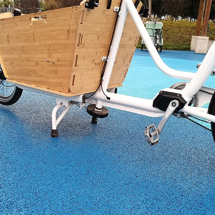 Bicicleta de carga familiar de gran volumen de 20 pulgadas, caja de madera de carga frontal, bicicleta eléctrica para niños, bicicleta de carga eléctrica larga