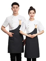 Food service Kitchen Cooking Jacket Pizzaiolo Chef Uniform Restaurant Cook Shirt with Apron Bakery Cafe Waiter Waitress Workwear