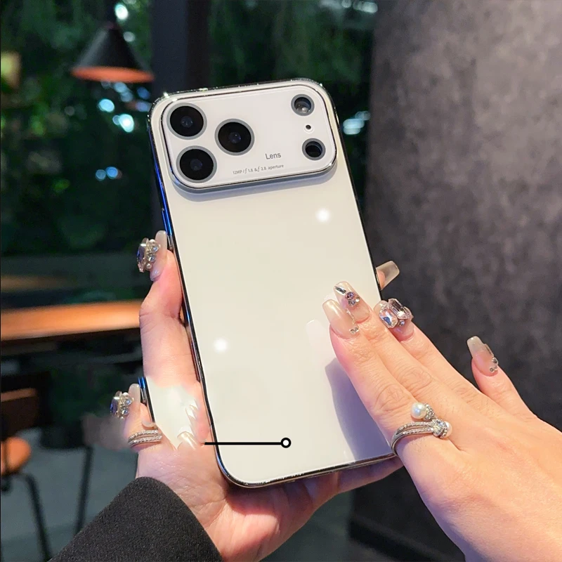 Funda de cristal galvanizado de Color caramelo para iphone 17 Pro Max, protección de lente de cámara, cubierta trasera a prueba de golpes para iphone Air