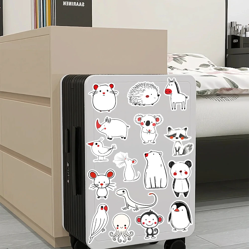 50pcs Sketches Animals Stickers Decals For Phone Laptop Suitcase Skateboard Helmet DIY Aesthetic Stickers Kids Creative Gifts