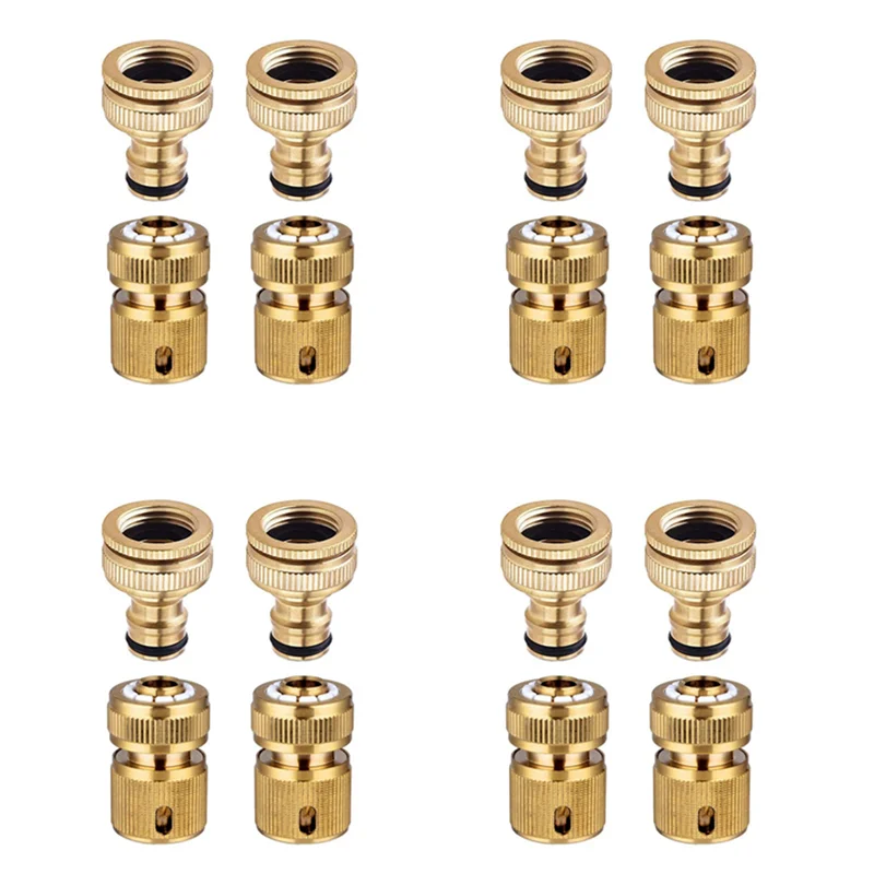 

A43T 16 Pieces Garden Hose Tap Connector 1/2 Inch And 3/4 Inch Size 2-In-1 And 1/2 Inch Hose Pipe Quick Connector