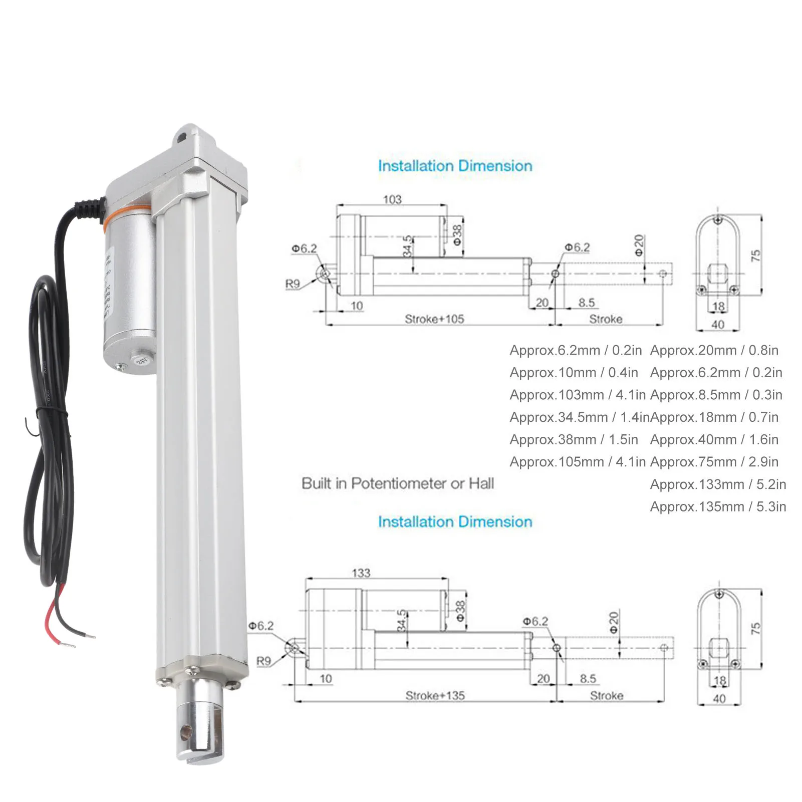 Electric Linear Actuator FY017 Linear Actuator Multifunctional Thrust DC Electric Linear Motor Telescopic Pole 200mm Stroke 24V