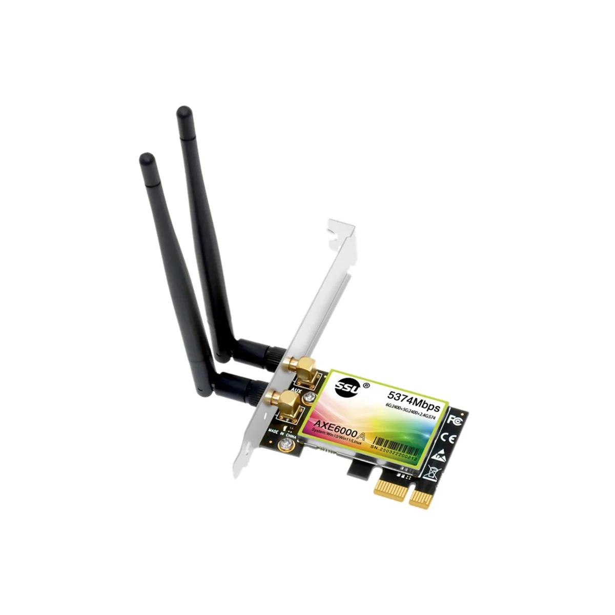 SSU 5374Mbps WiFi6E PCIe Adaptor Dual-Band 2.4G/5GHz WiFi Card PCI-Express Wireless Card Adapter for PC Computer