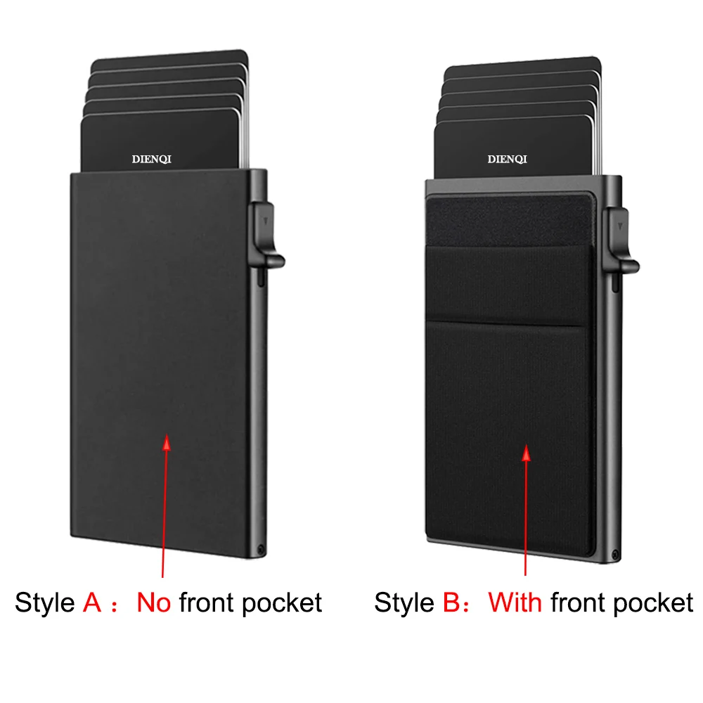 Rfid Credit Card Holder Wallet Metal Thin Slim Bank Card Case Men Women Pop Up Minimalist Wallet Small Black Purse Metal Vallet