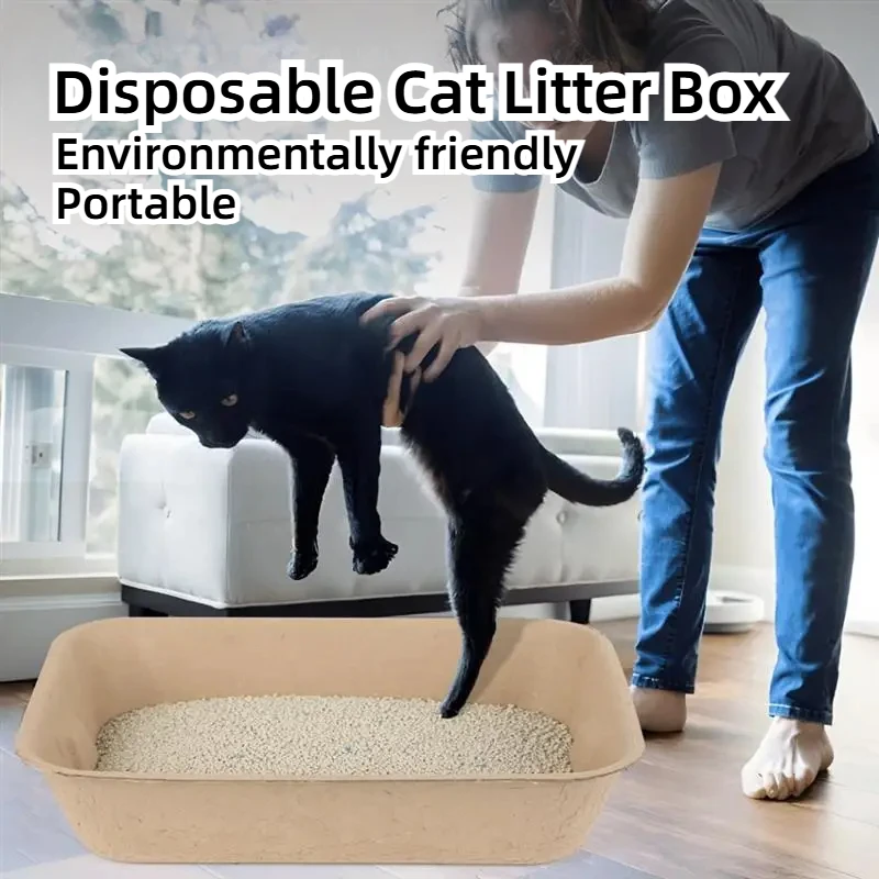 1/2Pcs Cat Litter Boxes Cat Portable Cat Toilet Supplies Disposable Biodegradable Environmentally Friendly for Outdoor Traveling