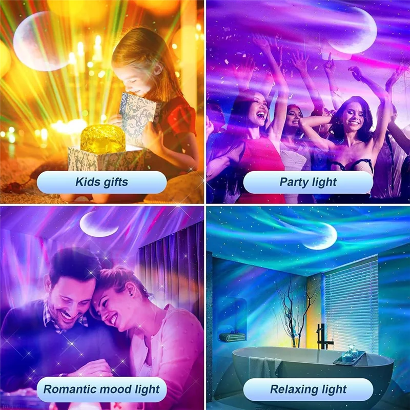 Proyector de luz nórdica de piojos, lámpara de proyector de olas oceánicas con Control remoto, luz de proyector Aurora, para decoración/hogar/regalo